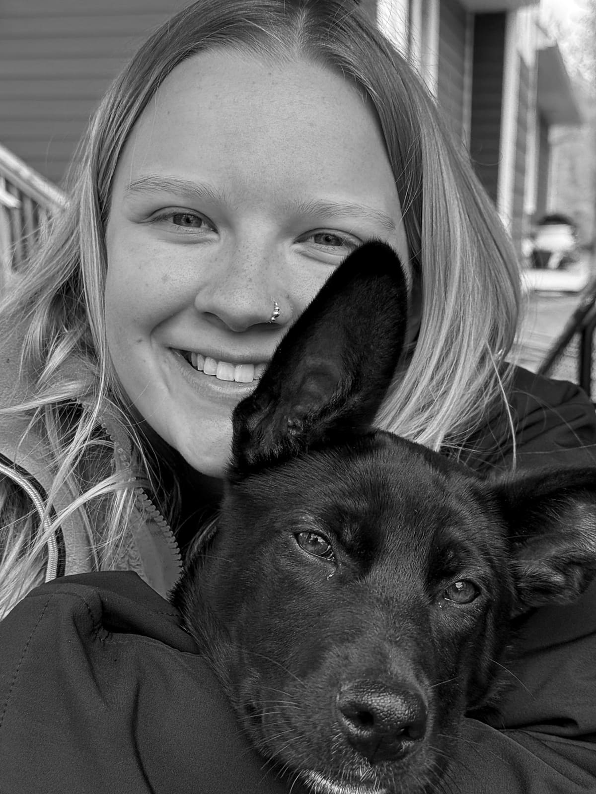Destiny of Tail & Veil with her German Shepherd Peeps